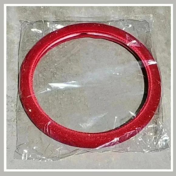 Red Bling Steering Wheel Cover 15" - Picture 3 of 6